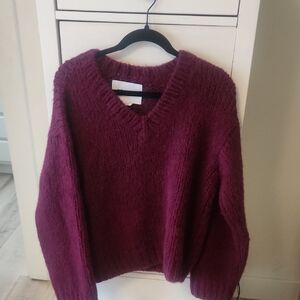 Re/Done Alpaca Blend Chunky V Neck Sweater Small